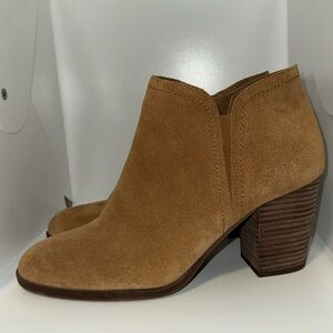 Alex Marie Gleneva Suede Leather Bootie Chelsea Block Heel Tan Camel Women’s 11